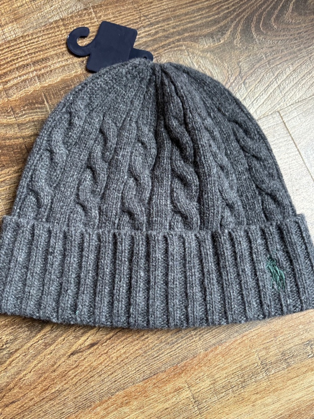 NEW W TAGS MENS POLO RALPH LAUREN WOOL CABLE KNIT BEANIE GRAY ONE SIZE